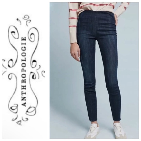 •Pilcro• Pull-On High Rise Seamed Denim Leggings  { Anthropologie } - Picture 1 of 10